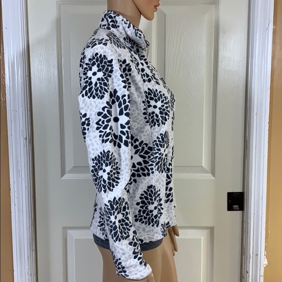 Columbia black white sweater fleece sz M - Picture 3 of 8